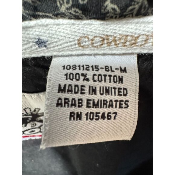 Cowboy Hardware Mens Paisley Long Sleeve Button-Up Shirt M Black White 100% Cott - Picture 4 of 16